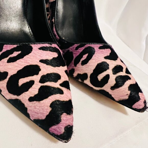 Guess Abagail Y2 Dark Purple/Black Real Calf Fur Animal Print Hide-Leather-Sz. 9 - Picture 4 of 16